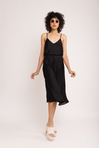 גופיית סאטן משי - שחור