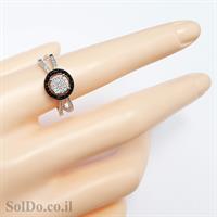 טבעת מכסף משובצת אבני זרקון שחורות ולבנות RG6028 | תכשיטי כסף | טבעות כסף