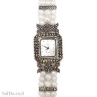 שעון מכסף מעוצב פנינים משובץ מרקזטים SH3271 | תכשיטי כסף
