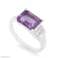 טבעת מכסף משובצת אבן אמטיסט ואבני זרקון RG9008 | תכשיטי כסף 925 | טבעות כסף