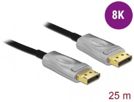 כבל מגשר בסיב אופטי DisplayPort זכר לחיבור DisplayPort זכר באורך 25 מטר Delock Active Optical Cable