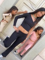 חליפת מכנס וטופ כתף אחת שחור