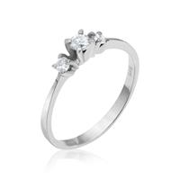 טבעת 3 אבנים זהב לבן 0.20 קראט