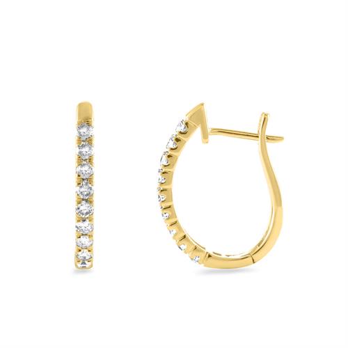 עגילי זהב צהוב 14 קראט משובצים חצי קראט יהלומים