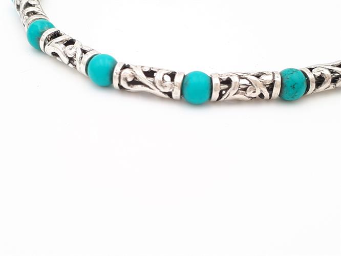 B-25 צמיד כסף עדין בשילוב כדורי טורקיז