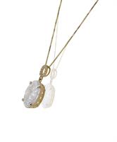 שרשרת ותליון זהב אליפסה יהלומים וזרקון