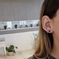 עגילי ספיר כחול -  עגילי ספיר צמודים