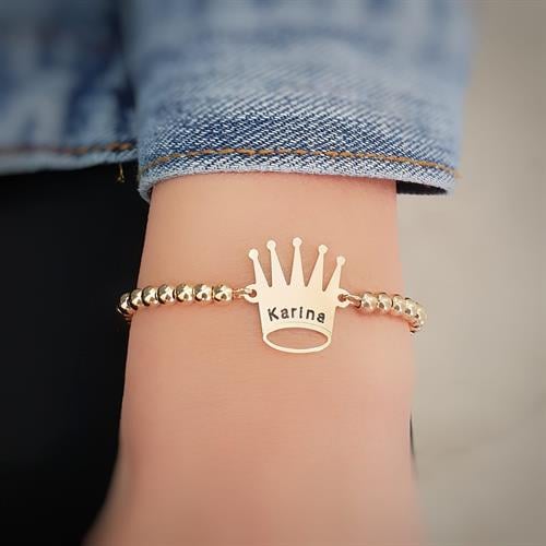 צמיד כתר בשילוב חריטה