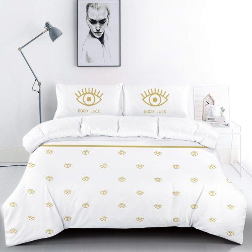 סט מצעים למיטה זוגית 100% כותנה דגם שיק - 886