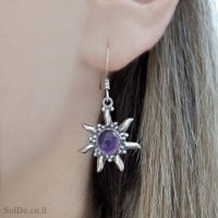 עגילים מכסף משובצים אבני אמטיסט סגול A9023 | תכשיטי כסף