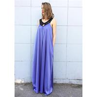 שמלת לילה סגלגלה בשילוב דמויי עור לייזר קאט