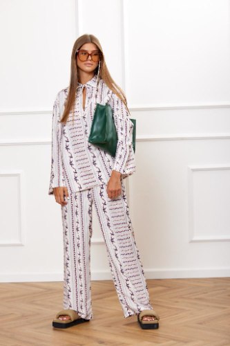 חליפת קני הדפס שמנת