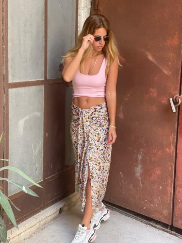 חצאית לורי הדפס ורוד