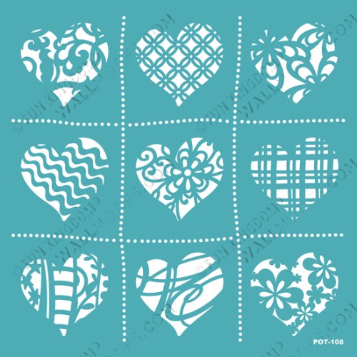 סטנסיל דביק - לבבות (POT 108)