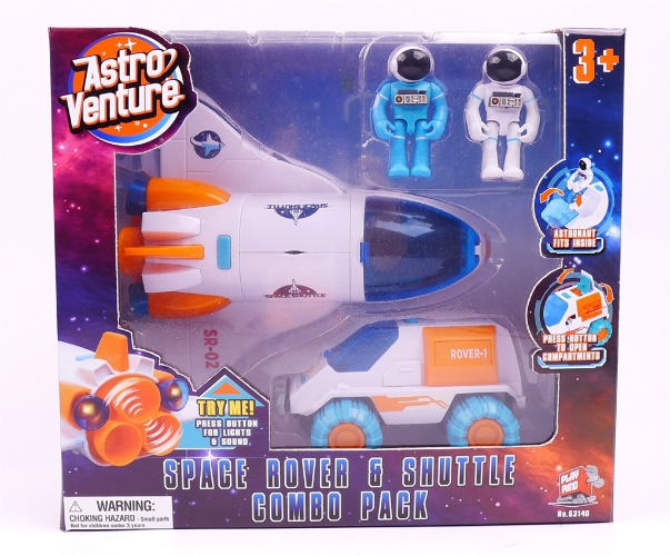 רכב ומעבורת חלל עם אסטרונאוטים אור וקולות