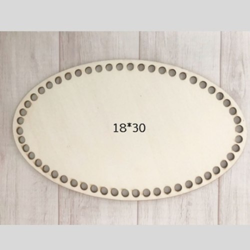 תחתית בסיס עץ  לסריגת סלסלה בחוטי טריקו צורת אליפסה גודל גדול