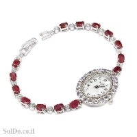 שעון מכסף לאישה משובץ אבני רוב ואבני טנזנית SH3275 | תכשיטי כסף