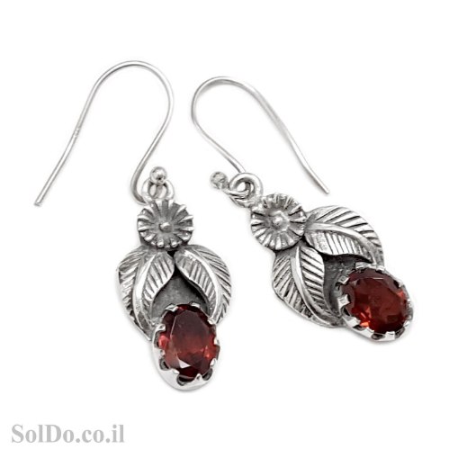 עגילי כסף מעוצבים בשילוב אבני גרנט  A8864 | תכשיטי כסף | עגילי כסף