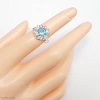 טבעת מכסף משובצת אבן טופז כחולה  ואבני זרקון RG6337 | תכשיטי כסף 925 | טבעות כסף