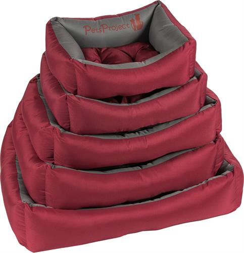 מיטה לכלב מבד דוחה נוזלים ופרווה בצבע בורדו אפור במגוון מידות