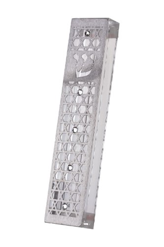 בית מזוזה עיצוב מגני דוד עם אבן חן 12 ס"מ