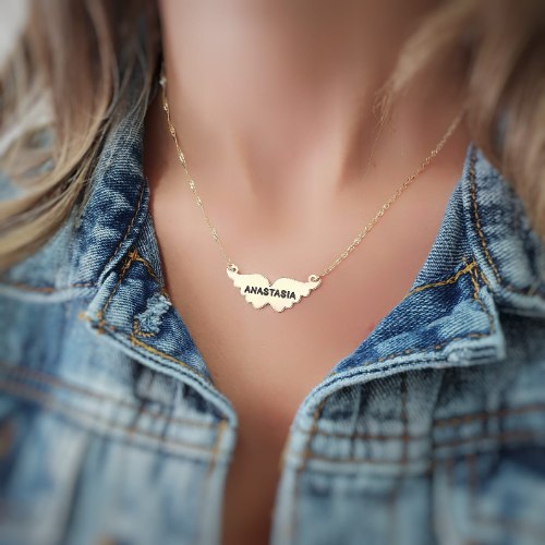 שרשרת כנפיים פרושות עם חריטה דגם LA328