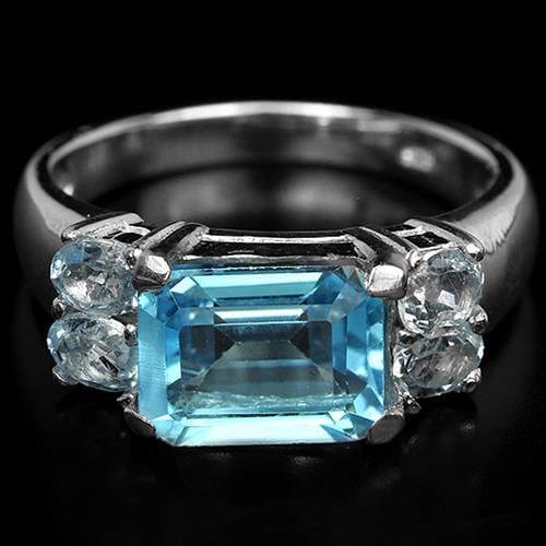 טבעת כסף משובצת טופז כחול RG2607 | תכשיטי כסף 925