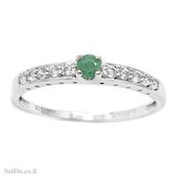 טבעת מכסף משובצת אבן אמרלד וזרקונים RG6076 | תכשיטי כסף 925 | טבעות כסף