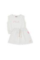 חליפת חצאית לבנה כיתוב ורוד (4-16) FILA