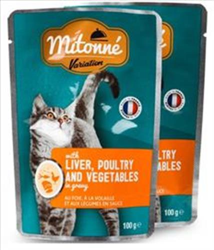פאוץ' לחתול מיטונה כבד, עופות וירקות ברוטב גר MITONNE 100