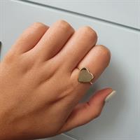 טבעת חותם לב בזהב 14 קרט