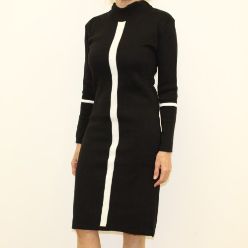 שמלת סריג נשים אלגנטי שחור