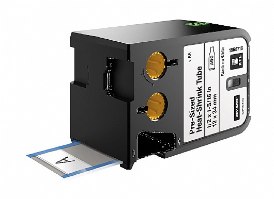 שרוול סימון מתכווץ שחור על רקע לבן Dymo 1868718 Heat Shrink Tubing XTL Tape 12x34mm