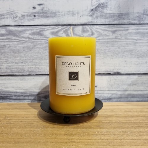 נר עגול 7/10 צהוב חרדל - בריח שקיעה בים