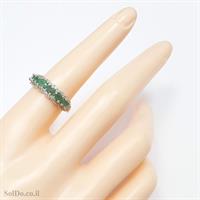 טבעת מכסף משובצת אבני אמרלד וזרקונים RG8714 | תכשיטי כסף 925 | טבעות כסף