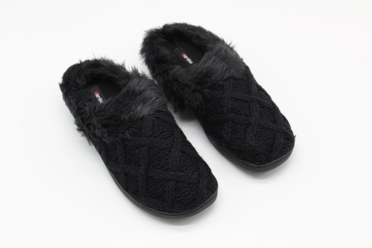 נעלי בית סריג פרווה שחור