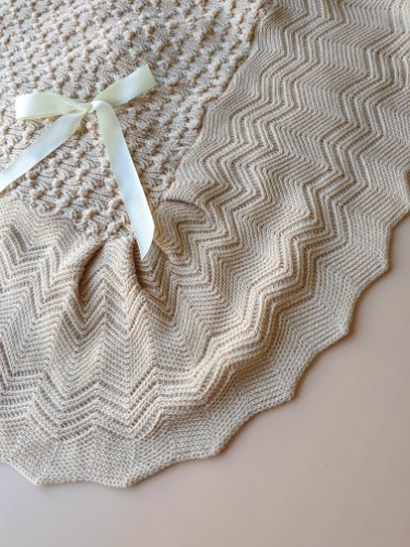 שמיכה סרוגה ענקית אנג'ל - צבע חול