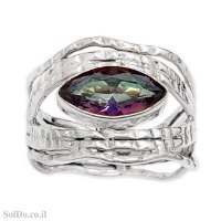 טבעת מכסף מעוצבת משובצת מיסטיק טופז RG6267 | תכשיטי כסף 925 | טבעות כסף