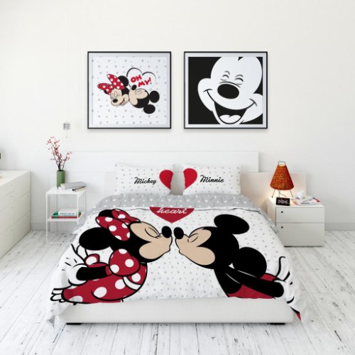 סט מצעים למיטה וחצי 100% כותנה מיקי ומיני מאוס - דגם 511
