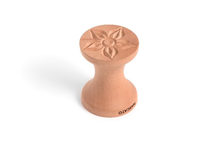 חותמת בצק כפולה מעץ. קורזטי,  Corzetti - דוגמת שמש ופרח