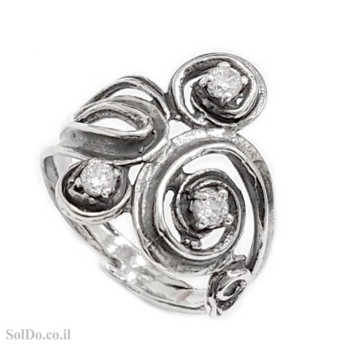 טבעת מכסף מעוצבת משובצת אבני זרקון  RG6271 | תכשיטי כסף 925 | טבעות כסף