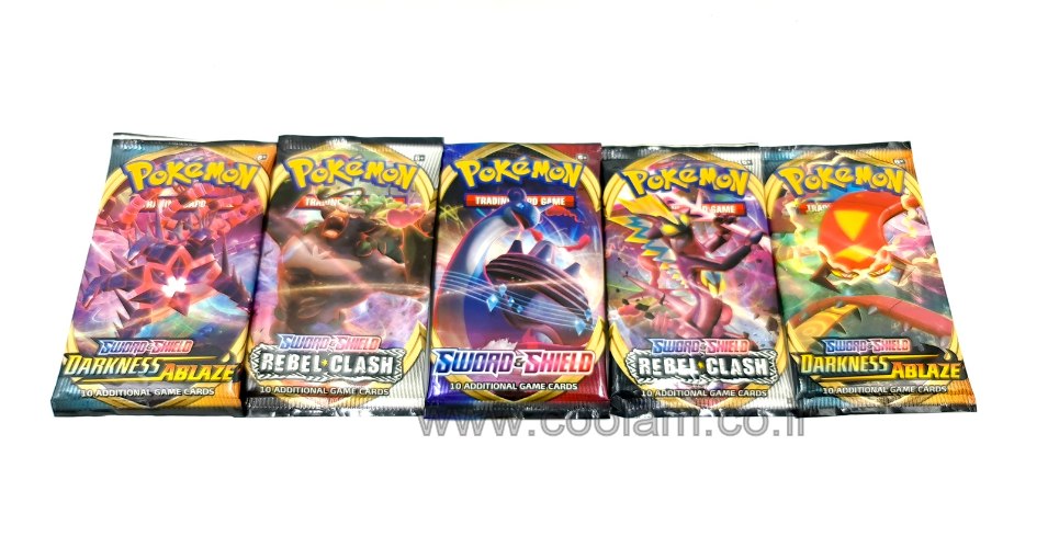 קלפי פוקימון - סט של 5 בוסטרים חרב ומגן מעורב - Sword and Shield