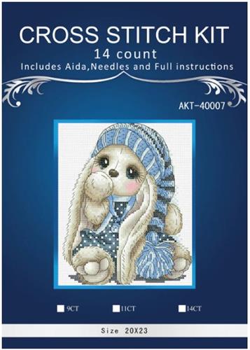 ערכת ריקמה איקסים - ארנבון עם כובע 20X23 ס"מ