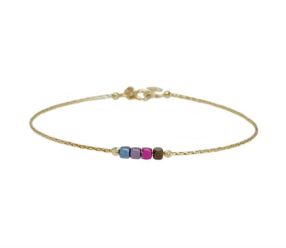 צמיד זהב צהוב וצבעוני לבחירה דק ועדין