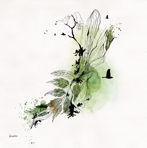 ציור אבסטרקטי ירוק ושחור