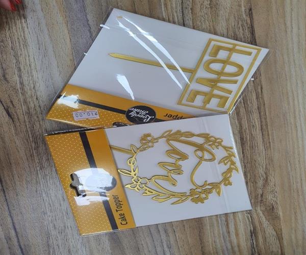 טופר LOVE ריבוע / עלים עגול בצבע זהב