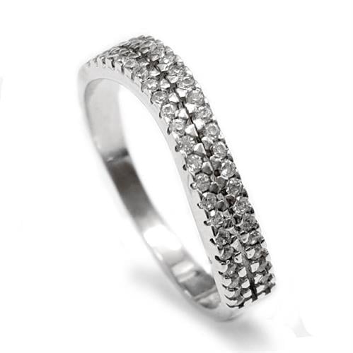 טבעת כסף משובצת 2 שורות אבני זרקון RG5565 | תכשיטי כסף | טבעות כסף