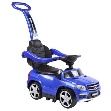 בימבה ישיבה עם מוט דחיפה להורה מרצדס SLS עם אפקטים ותאורה בגלגלים - כחול Twist