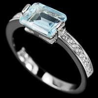 טבעת כסף משובצת טופז כחולה וזרקונים RG5658 | תכשיטי כסף 925 | טבעות כסף