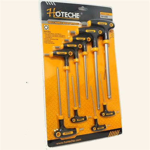 סט 9 ידיות אלן T כדורי